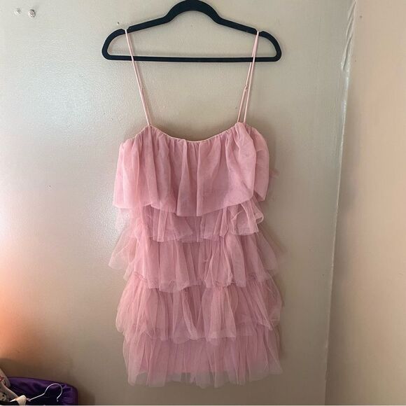 More To Come Millie Mini Dress Pink Ballerina ruffle tulle Party Revolve NWT XL - Picture 8 of 12